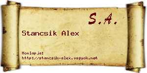 Stancsik Alex névjegykártya